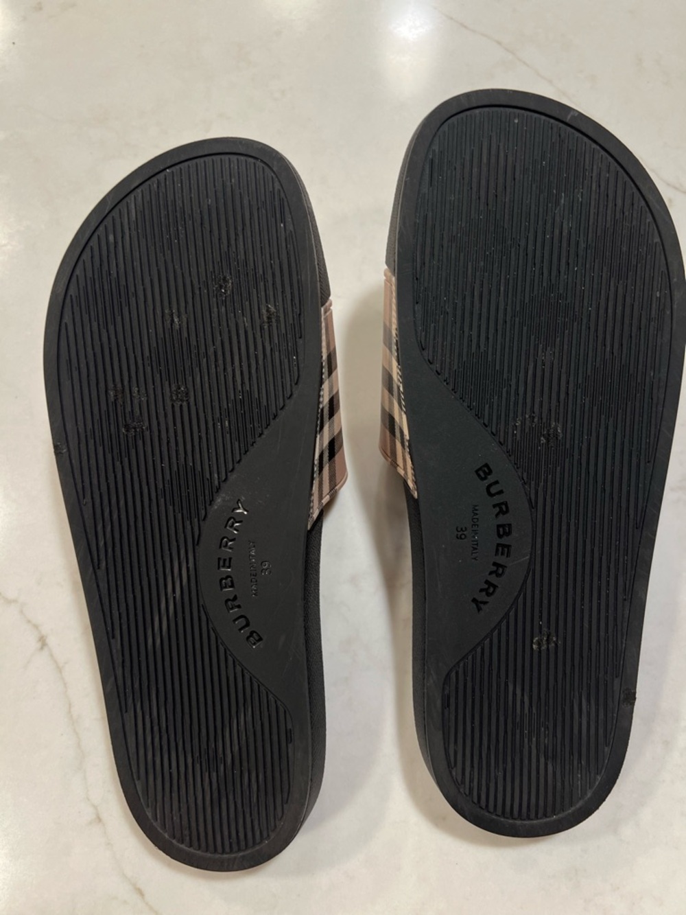 Burberry Black Footbed Check Strap Slide Sandals - Picture 8 of 8